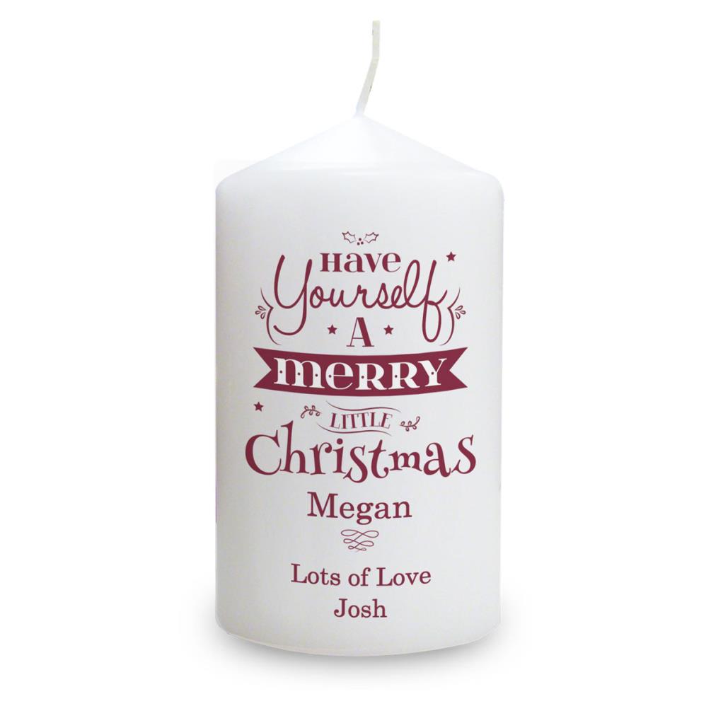 Personalised Merry Little Christmas Pillar Candle £11.69